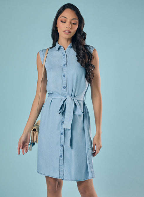 Tencel Side Slit Shirt Dress